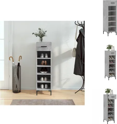 Zdjęcie produktu dla vidaXL Szafka na buty betonowa szara 30x35x105 cm materiał drewnopochodny - Szafki
