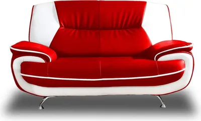 Produktbild von Emoebel24 Sofa 2-Sitzer Couch Kunstleder Industrieleder 168x87x89 cm ONYX rot-weiss