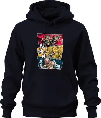 Zdjęcie produktu dla 鬼滅の刃 Kimetsu no Yaiba Tanjiro Zenitsu Inosuke Anime Gift Uni Bluza z kapturem, Granatowy, XXL