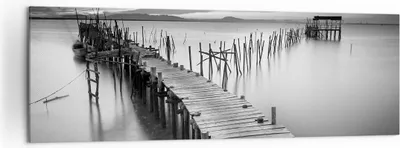 Produktbild von Bild auf Leinwand - Leinwandbild - Meer Brücke Landschaft Natur - 160x50cm - Wand Bild - Wanddeko - Leinwanddruck - Bilder - Kunstdruck - Wanddekoration - Leinwand bilder - Wandkunst - AB160x50-3082