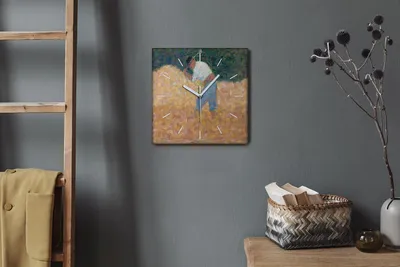 Produktbild von Coloray Hodiny Unikátní 30x30 cm  Tiché hodiny Pro obývací pokoj a kuchyň Nástěnné hodiny Plátno Bílé ručičky hodin - Steinbrecher Seurat