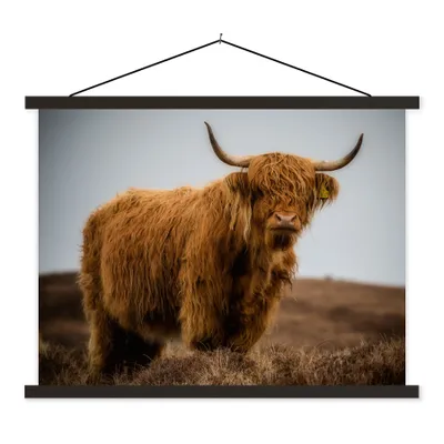 Produktbild von MuchoWow® Textilposter Schottischer Highlander - Düne - Gras 120x90 cm mit schwarzem Rahmen - Aufhänger für Poster