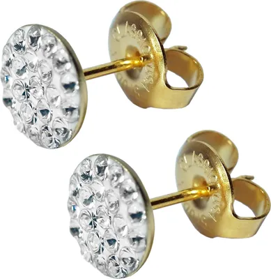 Produktbild von Kristalliner Chirurgenstahl Ohrstecker vergoldet in transparent Studex Sensitive