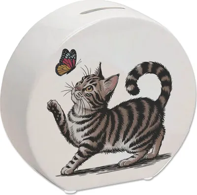 Produktbild von Katze mit Schmetterling Spardose für Tierliebhaber