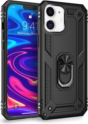 Produktbild von NALIA Ring Hülle für iPhone 12/ iPhone 12 Pro, Handy Hard Case Schutz Cover Etui Schwarz