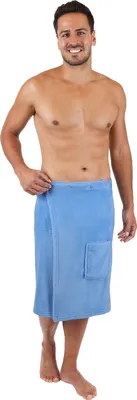 Produktbild von Betz Herren Saunakilt mit Knöpfen PREMIUM 100% Microfaser  Farbe: hellblau