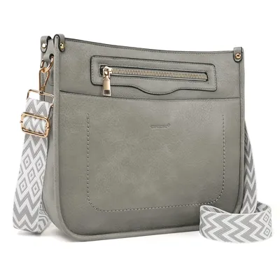 Produktbild von Umhängetasche Damen Handtasche mittelgroß Crossbody Bag multi pochette tasche Damenhandtasche mit Verstellbar Breitem Schultergurt (Grau)