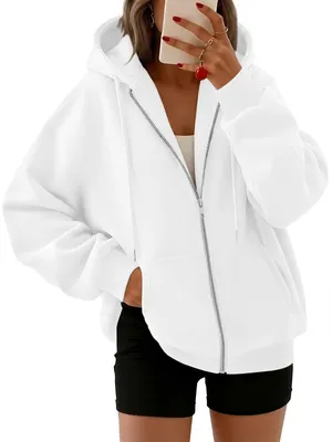 Produktbild von Trendige Oversized Damen-Hoodie mit Reißverschluss - Lässiger Pullover für Herbst und Winter
