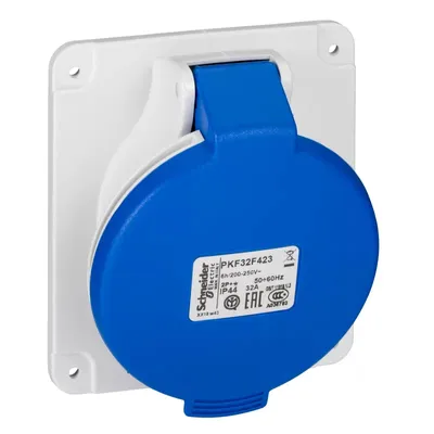 Zdjęcie produktu dla Schneider Electric CEE gniazdo natynkowe, zaciski śrubowe, 32A, 2p+E, 200-250 V AC PKF32F423