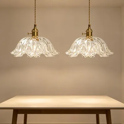 Zdjęcie produktu dla Zestaw dwóch lamp wiszących w stylu vintage, wykonanych ze szkła, o średnicy 27 cm, z gwintem E27