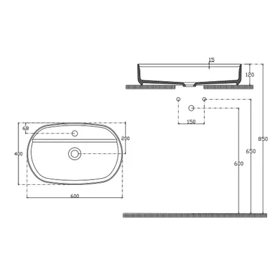 Immagine prodotto di Lavabo da appoggio INFINITY OVAL, 60x40cm, Rosso Maroon opaco