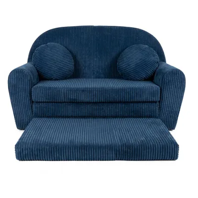 Produktbild von Kindersofa groß Cord in Dunkelblau mit Verlängerung, bequem & klappbar