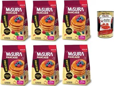 Produktbild von Misura Protein Pancake, Proteinreiche Pfannkuchen, 6x 200g Packung, Jede Packung enthält 8 Einzelportionen, zum Verzehr bereit + Italian Gourmet polpa 400g