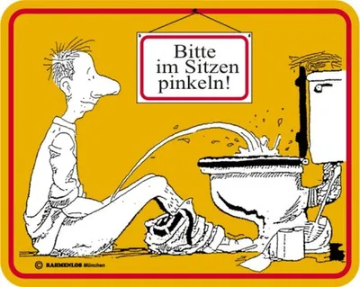Produktbild von Bad Sprüche - Magnete - Bitte im Sitzen pinkeln gelb