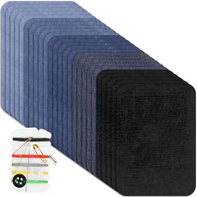 Bügelpatches für Jeans, 25 Stück, Blautöne, Denim-Reparatur