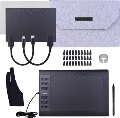 Zdjęcie produktu dla Profesjonalny tablet graficzny 10 x 6 cali, 12 przycisków Express, 8192 poziomy czułości, rysik bezbateryjny / 30 końcówek / klips do rysika / 2 kable OTG / folia do kopiowania / folia do ćwiczenia chwytu / etui ochronne / obsługa rękawiczek, podłączenie do komputera stacjonarnego lub laptopa, kompatybilny z systemami Windows i Mac, do malowania, kurs online