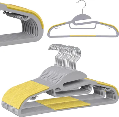 Image de Jeu de 20 cintres flexibles gris-jaune