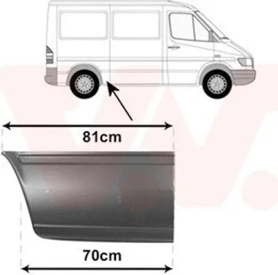 Produktbild von VAN WEZEL Seitenwand Reparaturblech passend für MERCEDES-BENZ SPRINTER 3-t Kasten (903) SPRINTER 3-t Bus (903) SPRINTER 2-t Kasten (901, 902) für VW