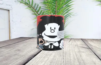 Keramik-Kaffeetasse 350 ml mit Mafalda-Motiv, spülmaschinenfest