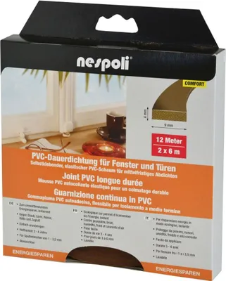 Produktbild von Nespoli PVC-Fenster- und Türdichtung je 6 m, 9 x 4 mm, braun, 2 Stück