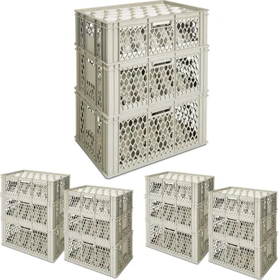 Produktbild von Gläserkästen-Set inkl. Gittereinsätzen, XXL-Set 2, LxB 600 x 400 mm, PE-HD, grau