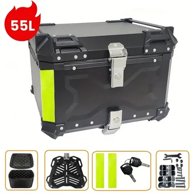 Immagine prodotto di Valigia per motocicletta - Bauletto superiore - Cassetta posteriore - Contenitore porta-casco - Baule portaoggetti - Capacità: 65 litri - Alluminio impermeabile