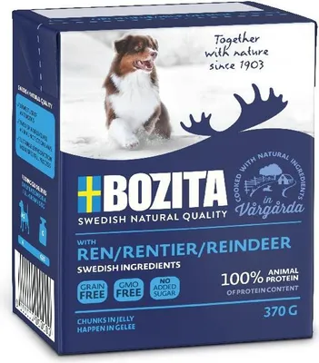Produktbild von Bozita Naturals Happen in Gelee Rentier 6 x 370g, Adult, Huhn, Hirsch, 370 g