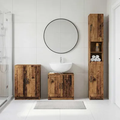 Immagine prodotto di Maison Exclusive - Sistema di mobili da bagno in 3 pezzi, modello UTRECHT, in legno di recupero