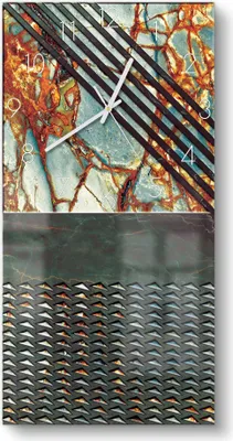 Produktbild von DEQORI Glasuhr 30x60 cm Zahlen 'Dekoratives Fliesendesign' Wanduhr Glas Uhr Design leise