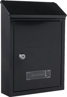 Produktbild von Briefkasten Schwarz-Grau Stahlschloss mit Schlüsseln und Namensschildhalter