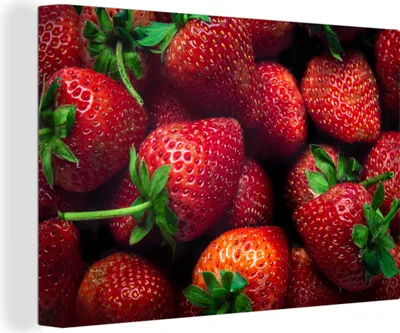 Produktbild von OneMillionCanvasses® - Leinwandbilder - 140x90 cm, Erdbeeren - Früchte - Blätter, Wandbilder Kunstdruck Wanddekoration