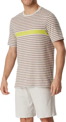 Produktbild von Schiesser Casual Nightwear Schlafanzug Set aus T-Shirt und Shorts, Aus 100% Baumwolle, Hose mit elastischem Bund mit Bindekordel