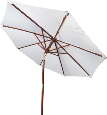 Produktbild von Sonnenschirm Holz 3m rund Garten knickbar UV-Schutz wasserabweisend weiß paramondo paramadera
