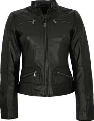 Produktbild von 7eleven - Damen Lederjacke Lammnappa schwarz : 48