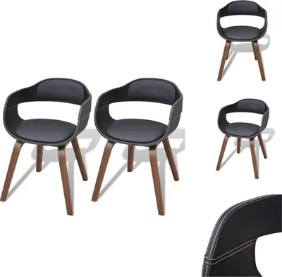 Productafbeelding van vidaXL Eetkamerstoelen, 2 stuks, zwart, beukenhout en kunstleer - Eetkamerstoelen