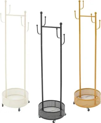 Obrázok produktu pre Vešiak na kabáty - Stojanový vešiak - Voľne stojaci - 45 × 170 cm - 6 háčikov - S kolieskami - Na oblečenie, klobúky, šatky, tašky - Zlatý