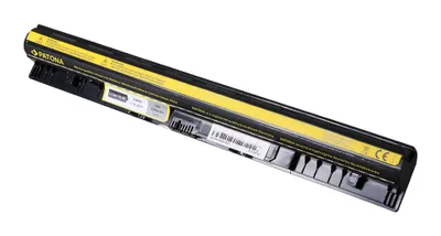 A black and yellow laptop battery is shown against a white background.