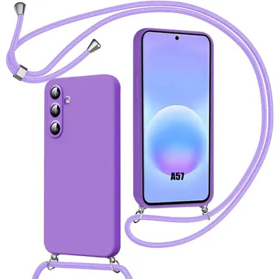 Image de Coque pour Samsung Galaxy A57 5G, Protection Silicone Souple Anti-Rayures avec Cordon Violet