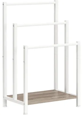 Obrázok produktu pre Samostojací držiak na uteráky s 3 tyčami, rozmery 43 x 28 x 81 cm, farba: biela + sivá