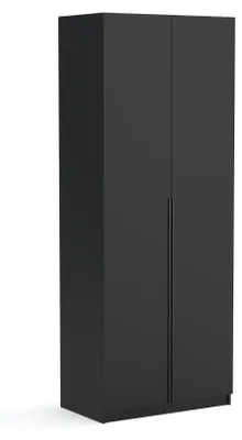 Produktbild von Kleiderschrank Bristol 90 cm, schwarz mit Einlegeplatten, Drehtürenschrank, Farbauswahl, 90x54x234 cm 2-türig