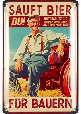 Produktbild von LANOLU Retro Blechschild BIER FÜR BAUERN - Landwirtschaft Schild, Geschenk Bierliebhaber, Metallschilder mit Sprüchen 20x30cm