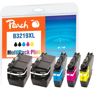 Produktbild von Peach Spar Pack Plus Tintenpatronen, kompatibel zu Brother LC-3219XL, Hohe (XL-) Ausbeute, Schwarz, Cyan, Magenta, Gelb, 62 ml, 15 ml, 5 Stück(e), Kombi-Packung