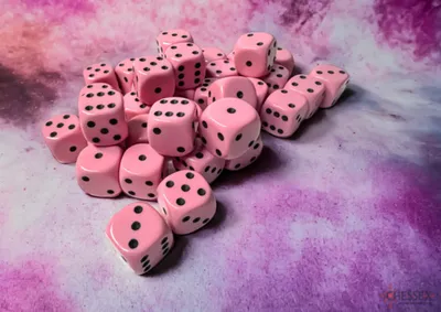 Produktbild von Chessex - Opaque - 36x D6 12mm - Pastel Pink/Black