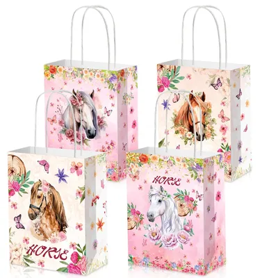 12 Pferde-Party-Tüten, Pferde-Geschenktüten, Papiertüten