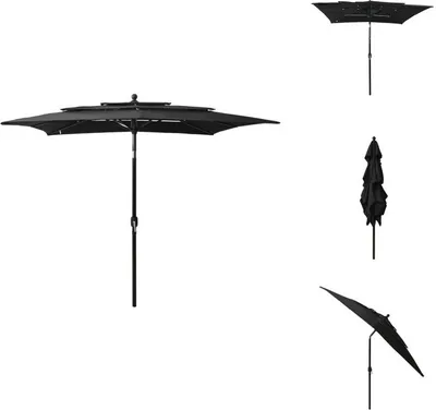 Zdjęcie produktu dla vidaXL Parasol z aluminiowym drążkiem 3-warstwowy czarny 2,5x2,5 m - Parasole i parasole przeciwsłoneczne