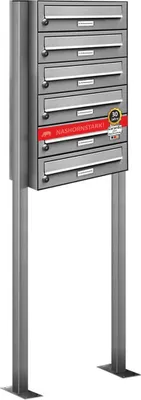 Produktbild von 6er Edelstahl Stand Briefkasten Anlage Freistehend