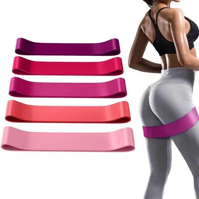 Produktbild von Unyqoos® Set mit 5 Widerstandsbändern – Naturlatex, verschiedene Stärken, mit Tragetasche für Krafttraining, Yoga & Rehabilitation