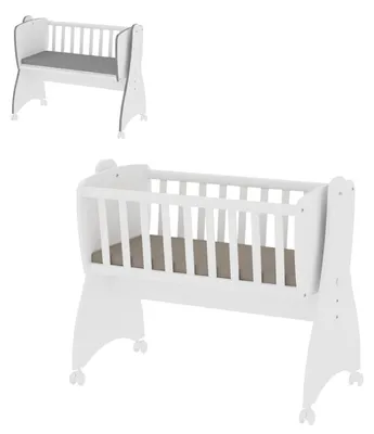 Produktbild von Lorelli Babywiege, Babyschaukel First Dreams 4 Räder, Bremsen, umbaubar in weiß