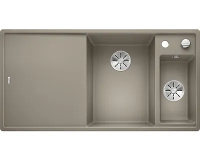 Immagine prodotto di BLANCO AXIA III 6 S, SILGRANIT® PuraDur®, tartufo, lavabo a destra, con scarico a distanza, incluso tagliere in vetro