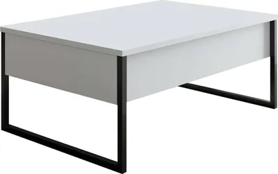 Produktbild von Wohnzimmertisch Dgiagnon, Niedriger Wohnzimmertisch, Kaffeeregal, Couchtisch für Sofa, 90x60h40 cm, Weiß und Schwarz